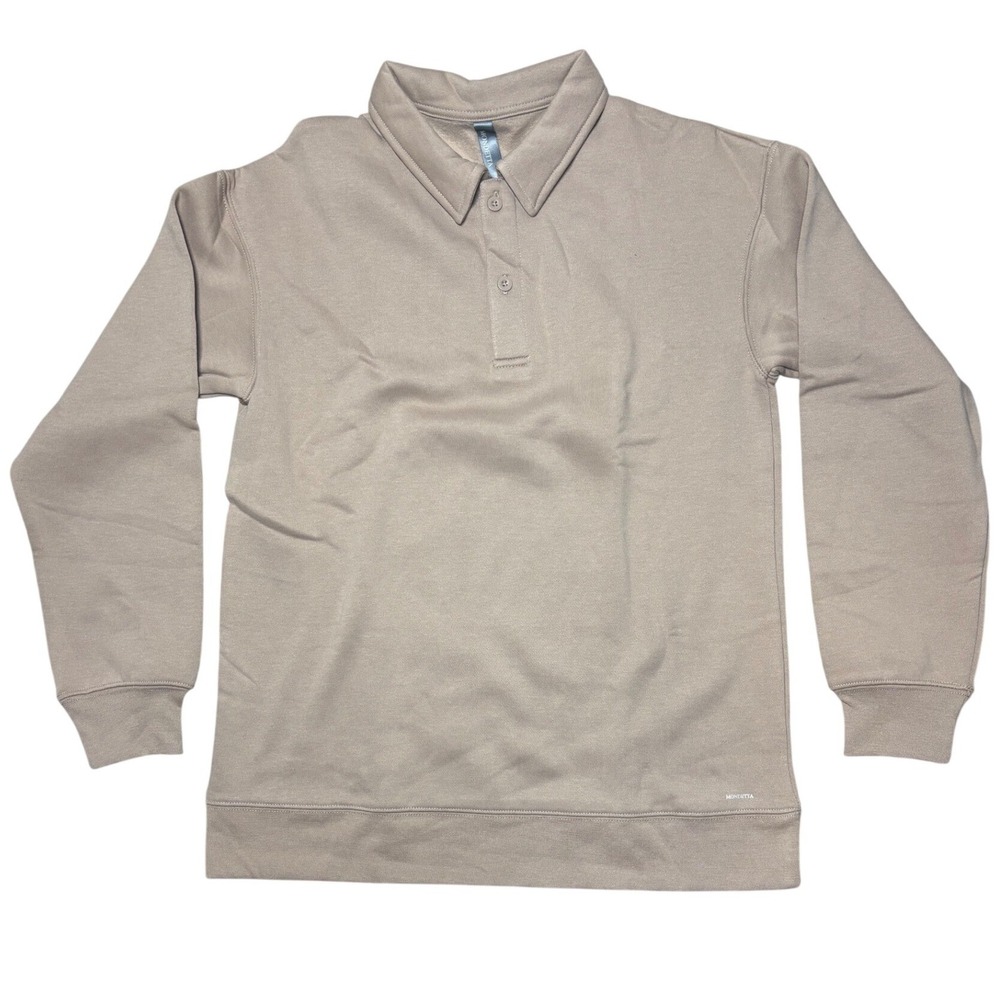 New Mondetta Women's Tan Collared Pullover Sweatshirt Relaxed Fit Size Small